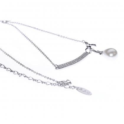 Silver Bow Necklace / Silver Neckla..