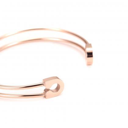 Double Band / Cuff Bracelet / Rose Gold Bracelet /..