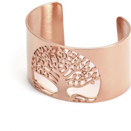 Tree Of Life Bracelet / Rose Gold Cuff / Wide Cuff..