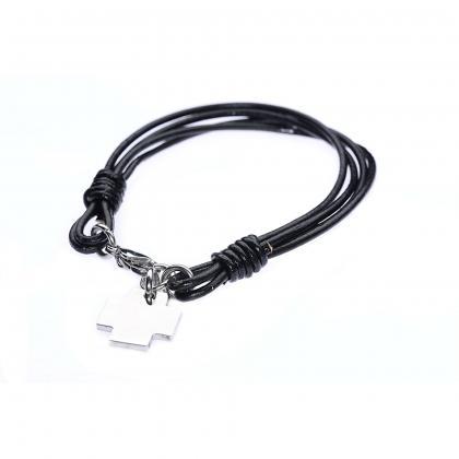 Leather Bracelet / Black Bracelet / Rope Bracelet..