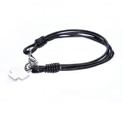 Leather Bracelet / Black Bracelet / Rope Bracelet..