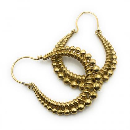 Unique Gold Tribal Hoop Earrings / ..