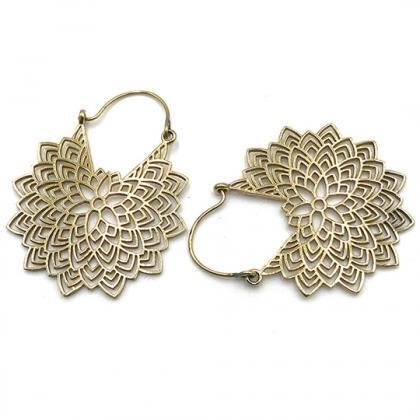 Filigree Mandala Gold Dangle Earrings / Sacred..