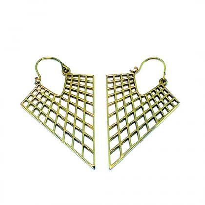 Honeycomb Triangle Earrings / Gold ..