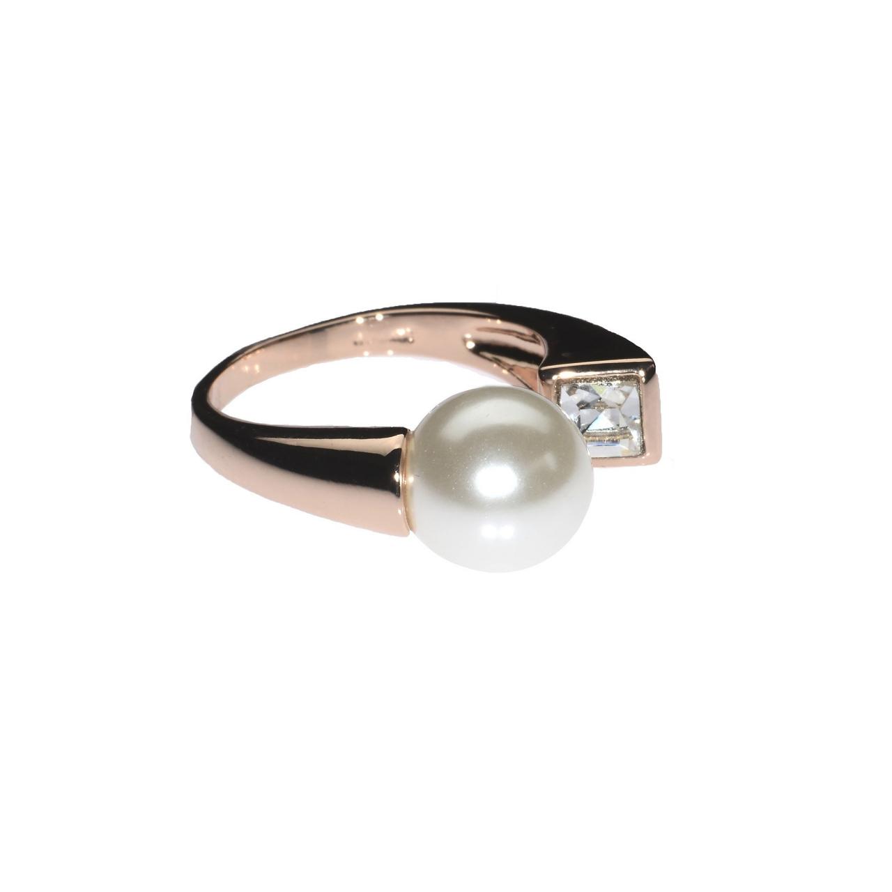 Pearl Ring / Rose Gold Ring / Wrap Around Ring / Zircon / Classy Ring / Fashion Ring / Cocktail Ring / Evening Ring / Open Ring / Bling Ring