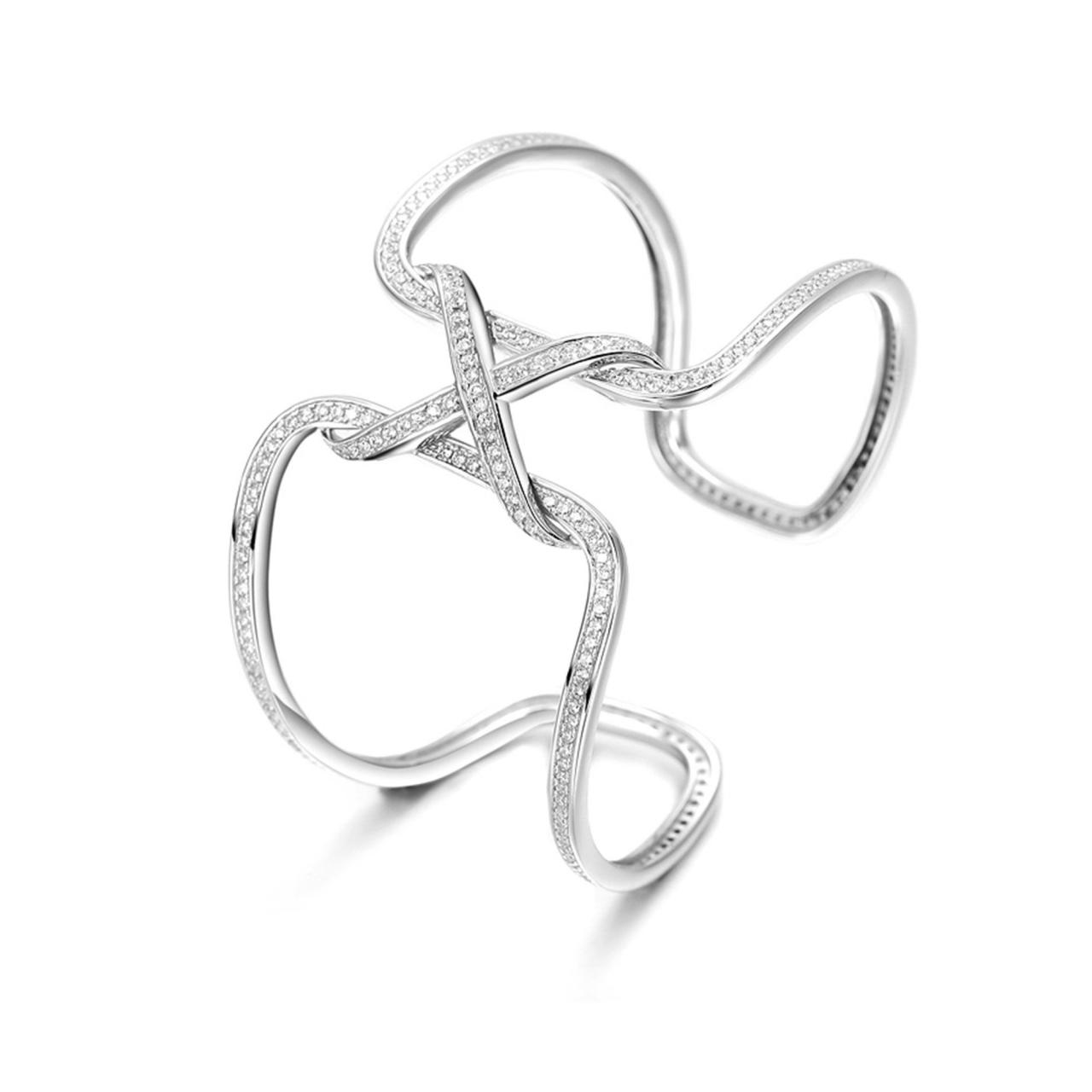 Knot Bracelet / Sterling Silver / Zircon / Silver Cuff / Party Jewelry / Jewelry Gift / Bling / Sterling Silver Cuff / Elegant Bracelet