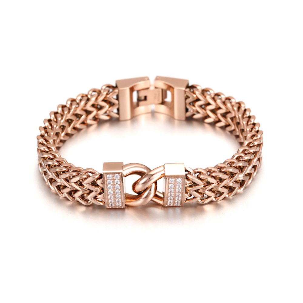 Blush Rose Gold / Chainmaille Bracelet / Chain Bracelet / Chunky Bracelet / Luxury Bracelet / Rose Gold Bracelet / Cubic Zirconia / Zircon