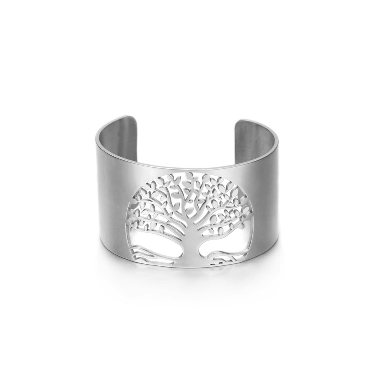 Tree Of Life Bracelet / Silver Cuff / Wide Cuff Bracelet / Cuff Bracelet / Silver Bracelet / Thick Bracelet / Boho Jewelry / Open Cuff