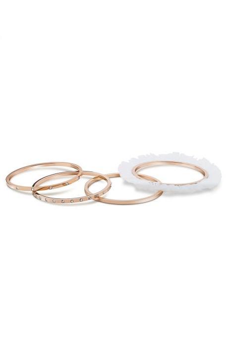 Ballerina Bangles Bracelets Set Of 4 For Women, Rose Gold Plated With Inlayed Zircon