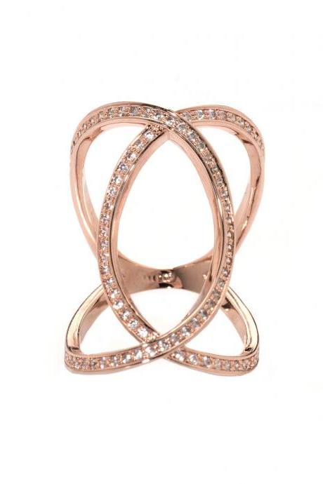 Infinity Ring / Rose Gold Ring / Zircon Ring / Evening Ring / Adjustable Ring / Bling Ring Index Ring / Large Ring / Long Ring / Rose Gold