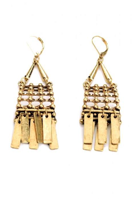 Dangle Earrings / Vintage Earrings / Costume Earrings / Unique Earrings / Gold Earrings / Rustic Earrings / Boho Earrings / Boho Jewelry