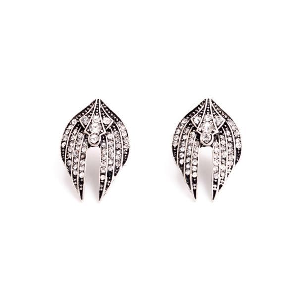Wing Earrings / Vintage Earrings / Crystal Earrings / Classy Jewelry / Estate Earrings / Rhinestone Earrings / Evening Earrings / Silver