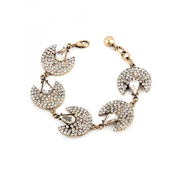 Fan Bracelet / Charm Bracelet / Sparkly Bracelet / Gold Chain Bracelet / Crystal Bracelet / Glass Stone / Vintage Jewelry / Gold Bracelet